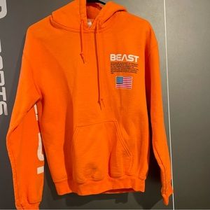 Mr. Beast Orange Hoodie Sweatshirt Adult Small with American Flag